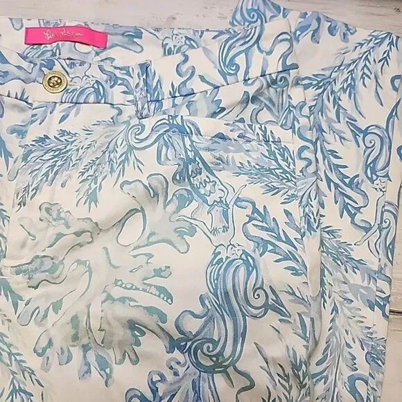 Lilly Pulitzer Kelly Hi Rise Skinny Pant Resort White Aqua Lounge Sz 4 - Picture 5 of 9